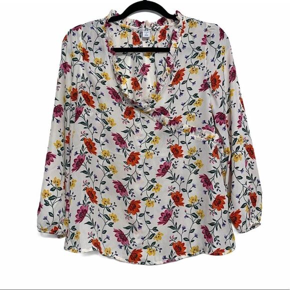 Old Navy White Floral V neck Blouse - Picture 1 of 9